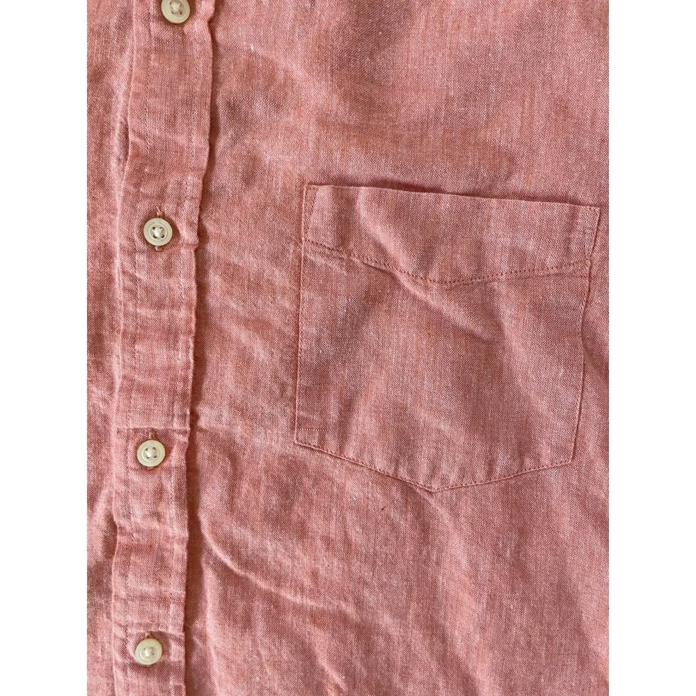 Banana Republic Mens Extra Large Button Down Shirt Coral Linen Cotton Blend